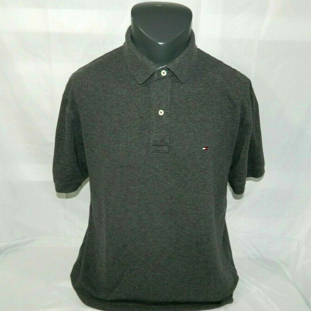 Tommy Hilfiger Gray Short Sleeve Piquet Polo Shirt Mens L